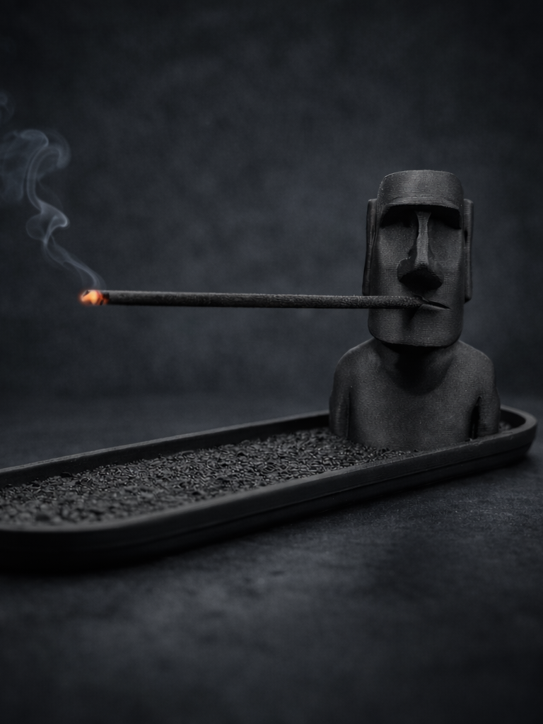Porta Incienso Moai Fumador 3D