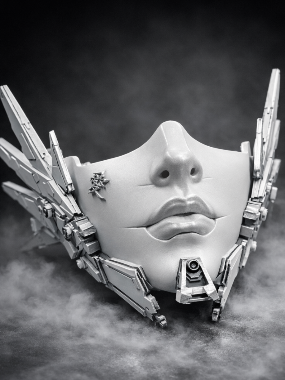 Máscara Facial Cyberpunk Alas Mecánicas 3D – Edición Ángel