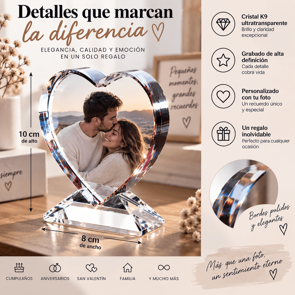 Corazón de Cristal K9 Personalizado con Foto – 10 x 10 cm aprox. - Vantor StreetCorazón de Cristal K9 Personalizado con Foto – 10 x 10 cm aprox.Vantor StreetVantor StreetCorazón de Cristal K9 Personalizado con Foto – 10 x 10 cm aprox.