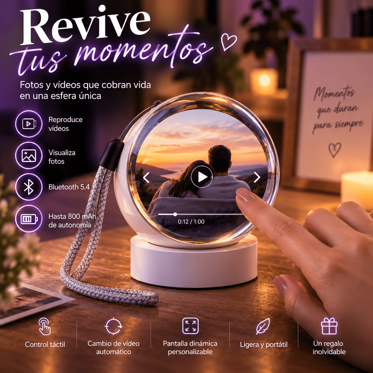 Esfera de Cristal con Reproductor de Vídeo y Fotos - Vantor StreetEsfera de Cristal con Reproductor de Vídeo y FotosVantor StreetVantor StreetEsfera de Cristal con Reproductor de Vídeo y Fotos