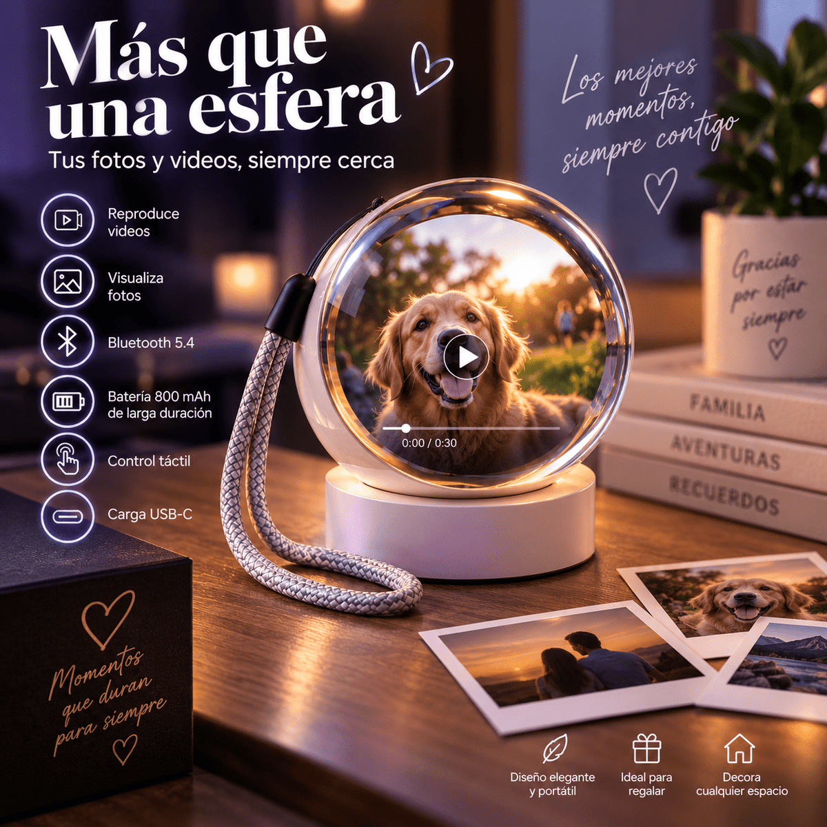 Esfera de Cristal con Reproductor de Vídeo y Fotos - Vantor StreetEsfera de Cristal con Reproductor de Vídeo y FotosVantor StreetVantor StreetEsfera de Cristal con Reproductor de Vídeo y Fotos