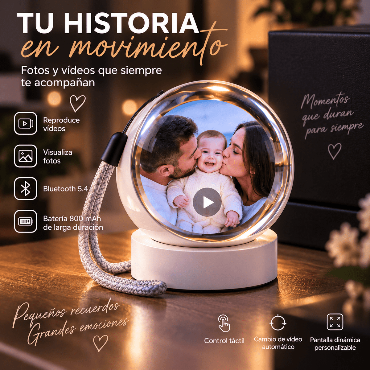 Esfera de Cristal con Reproductor de Vídeo y Fotos - Vantor StreetEsfera de Cristal con Reproductor de Vídeo y FotosVantor StreetVantor StreetEsfera de Cristal con Reproductor de Vídeo y Fotos