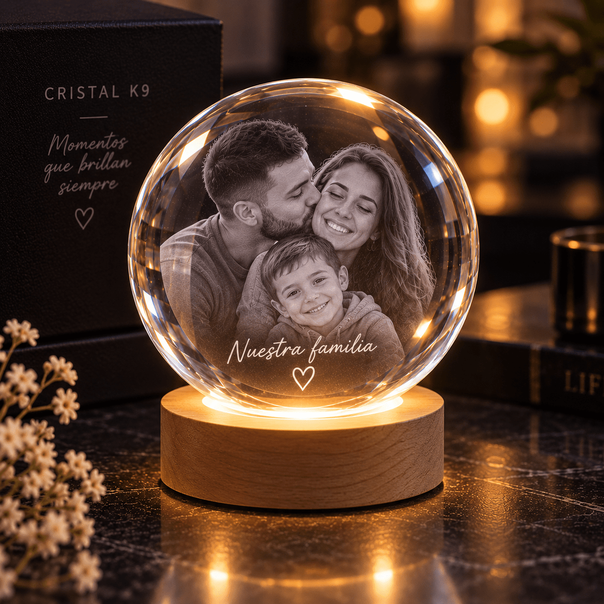 Esfera de Cristal K9 Personalizada con Base LED de Madera - Vantor StreetEsfera de Cristal K9 Personalizada con Base LED de MaderaVantor StreetVantor StreetEsfera de Cristal K9 Personalizada con Base LED de Madera