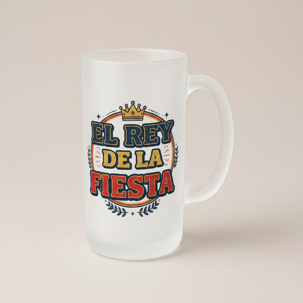 Jarra de cerveza personalizada con frase en español