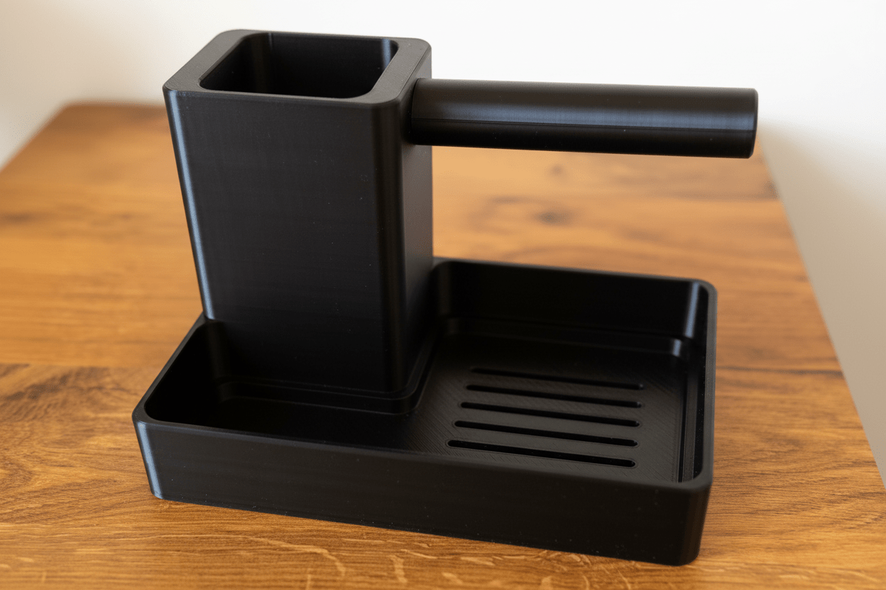 SinkStation — Organizador de fregadero - Vantor StreetSinkStation — Organizador de fregaderoOrganización de cocinaVantor StreetVantor StreetSinkOrganizer 3D negro - vista frontal
