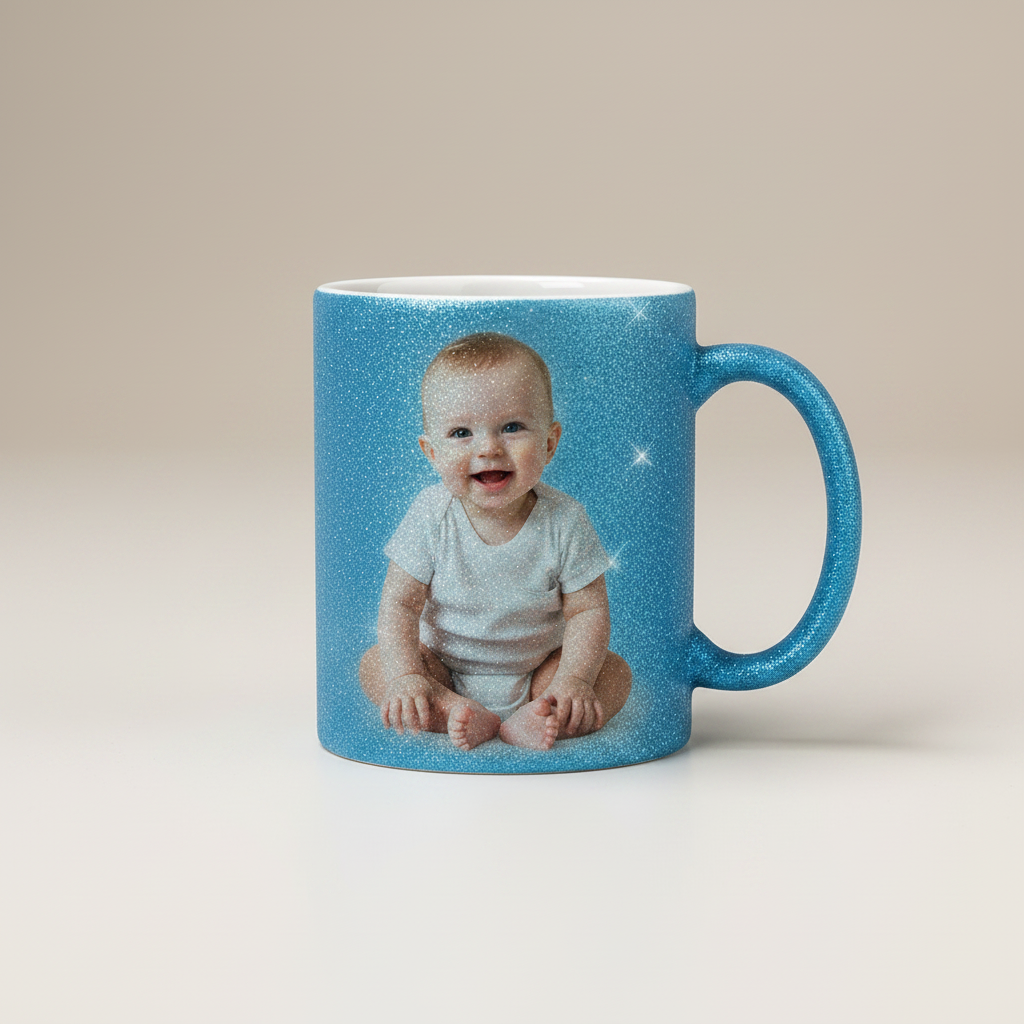 Taza azul celeste con bebé